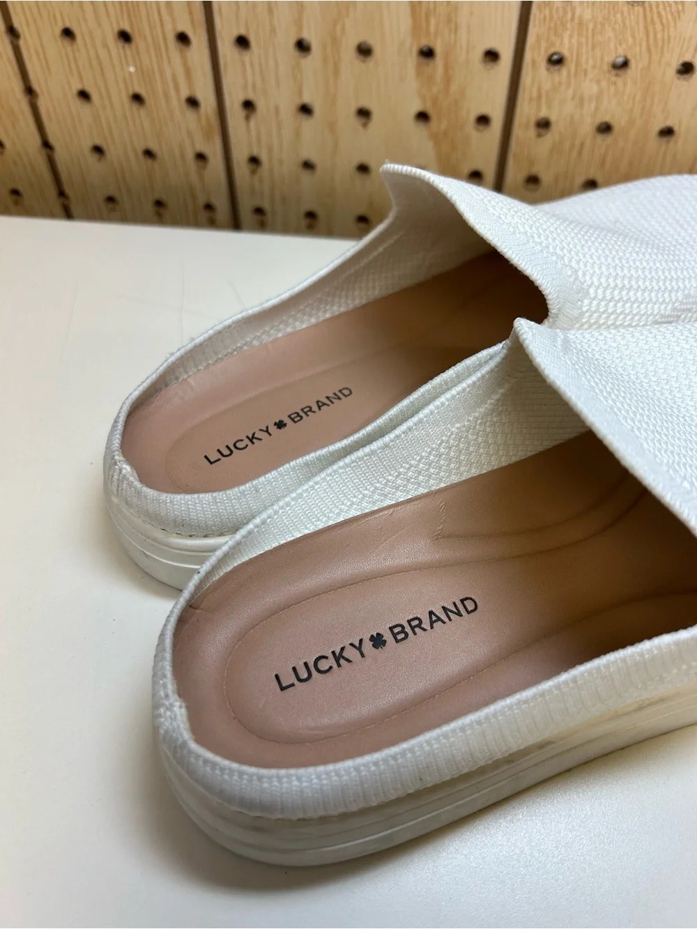 Lucky Brand  White Slip-On Knit Loafers